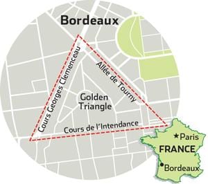térkép Bordeaux arany háromszög 