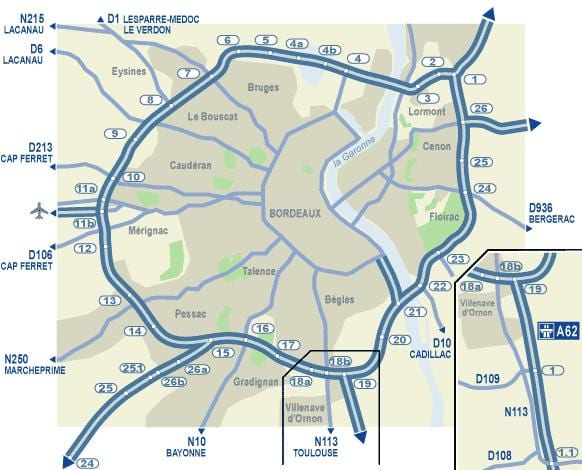 Bordeaux térkép