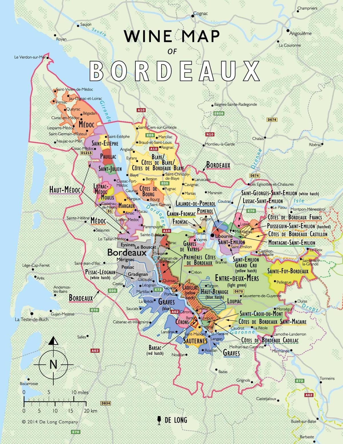 térkép Bordeaux-i borok útja 