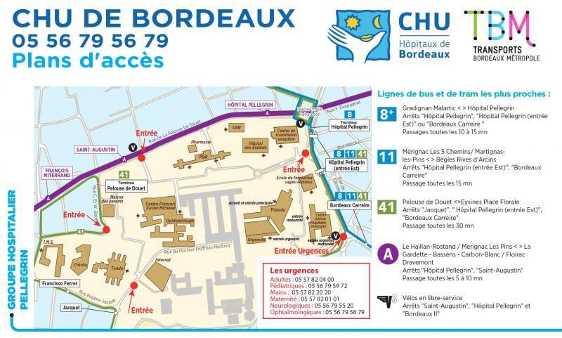 térkép Bordeaux-i kórház