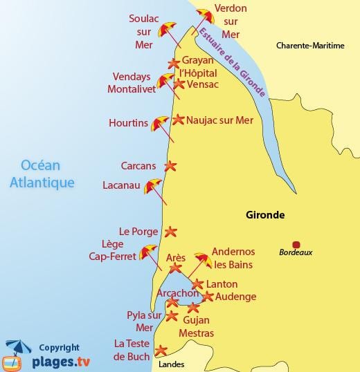 térkép Bordeaux-i strand