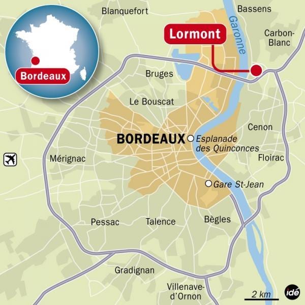 térkép Bordeaux külvárosában