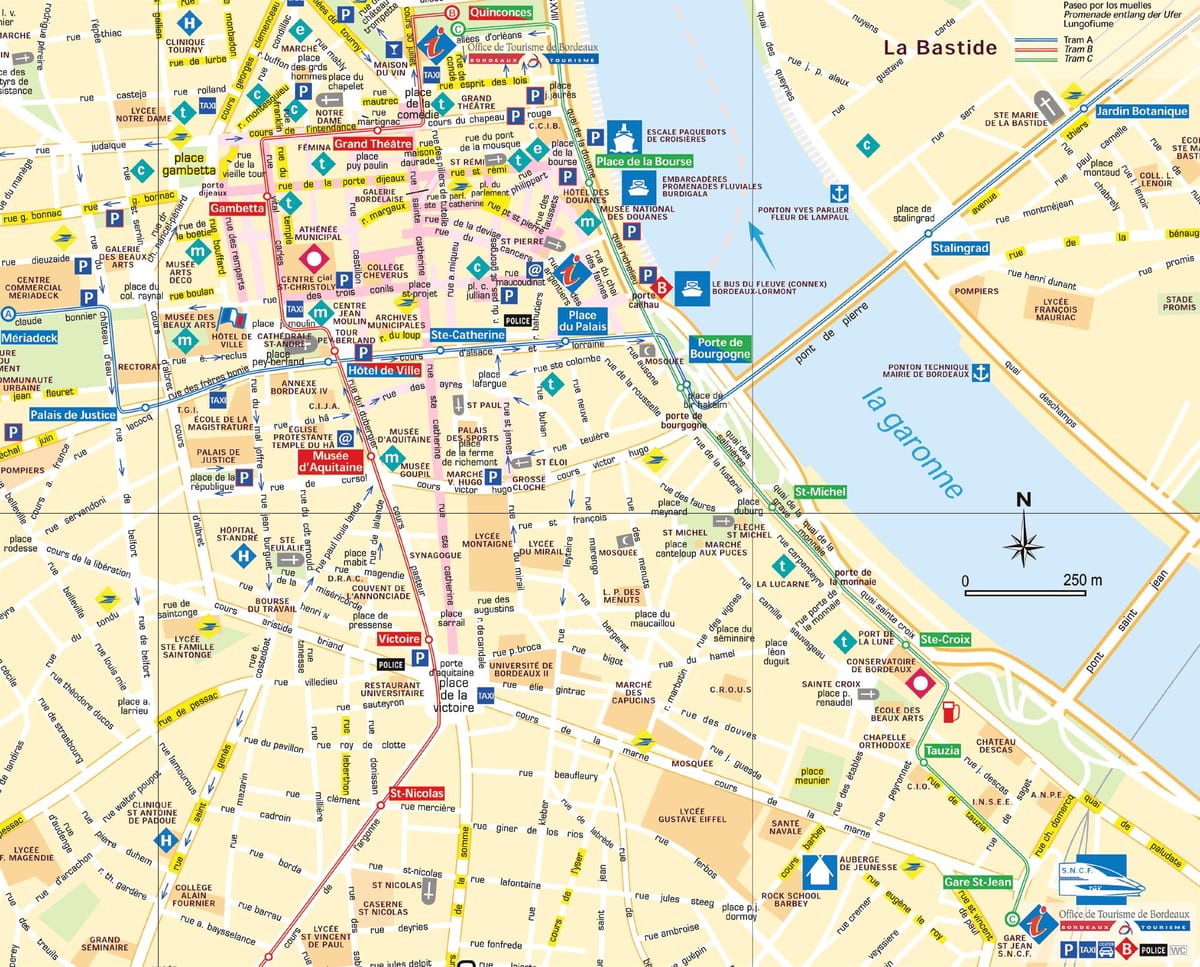 utca térkép Bordeaux, franciaország