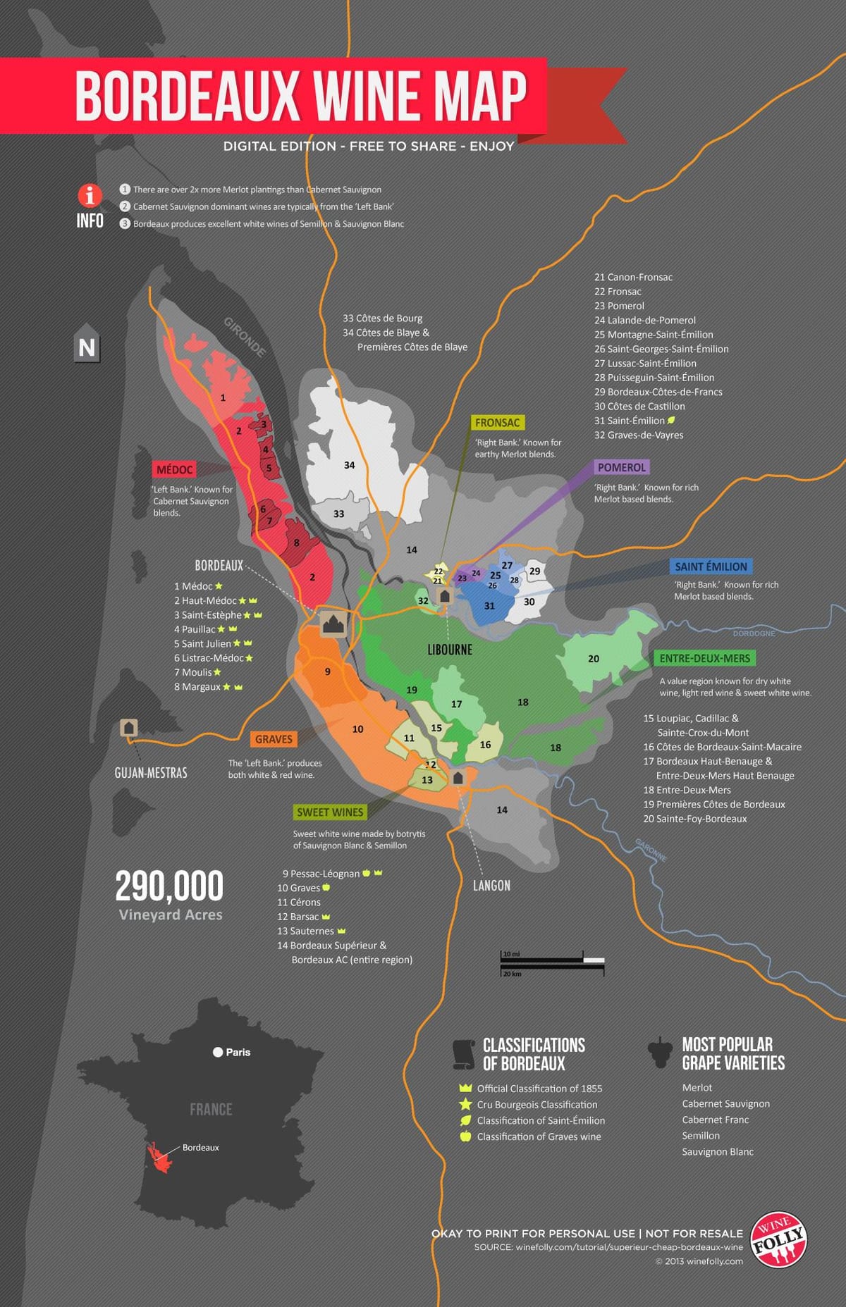 térkép Bordeaux-i bor ostobaság