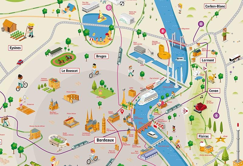 Bordeaux környező terület térkép