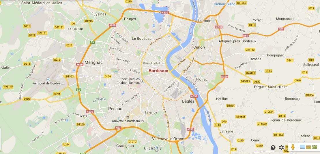 térkép Bordeaux-terület franciaország