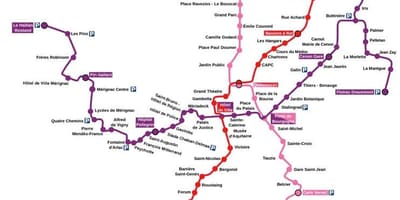 Bordeaux-i metró térkép